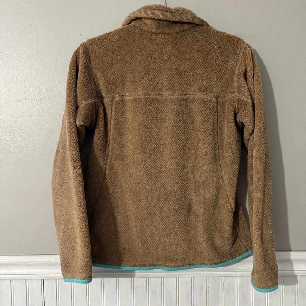 Women’s Patagonia Retool Snap T Pullover Jacket Size Small Fleece Tan Teal EUC - Picture 2 of 7